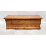 20th century pine blanket box on bracket supports, 48cm x 139cm x 46cm