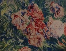 Jacob Epstein (1880-1959)  Watercolour Peonies, signed lower right, bears Ben Uri Art Gallery