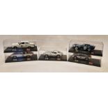 Five cased Revell/Monogram model racing slot cars to include Shelby Cobra Daytona Coupe #13