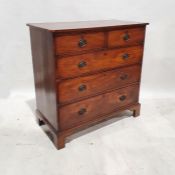 Victorian mahogany chest of two short over three long drawers, on bracket feet, 107cm x 106.5cm x