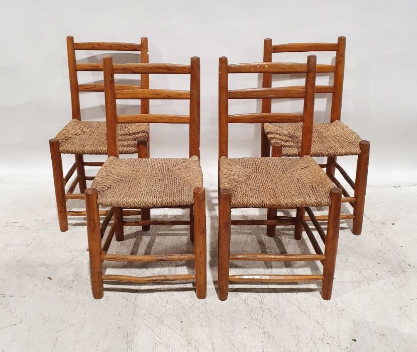 Set of four modern ladderback chairs with rush seats (4)