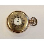 Waltham gent's rolled gold half-hunter pocket watch with white enamel dial and subsidiary seconds
