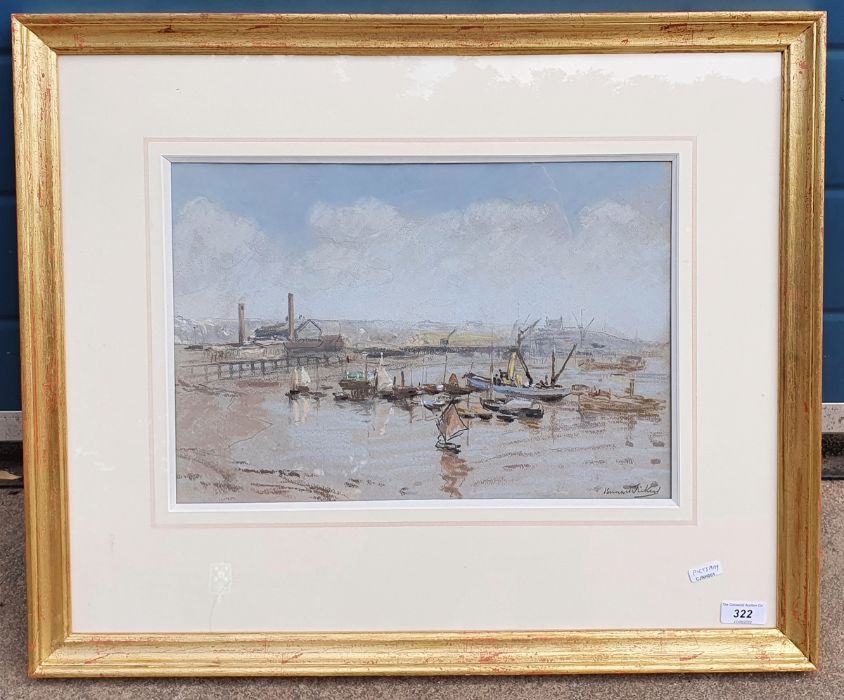 Bernhard Sickert (1863-1932) Pastel  Boats in harbour, signed lower right, 27cm x 38.5cm - Bild 2 aus 5