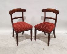 Pair of Victorian chairs with overstuffed seats and reeded front supports (2)