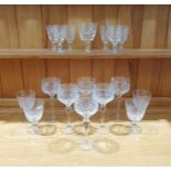 Stuart cut glass part-table service, etched marks, comprising six large wine glasses, five smaller