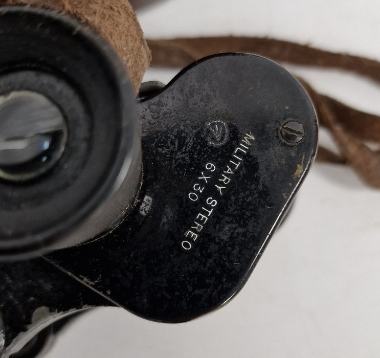 Pair of WWI Bausch & Lomb military stereo binoculars 6x30, with original fitted leather case - Image 3 of 4