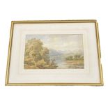 William James Ferguson (act. 1849-1886) Watercolour drawing  Lakeside landscape with single