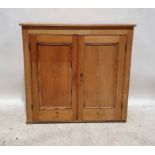 Vintage pine cabinet, the rectangular top above two panelled cupboard doors enclosing shelves, 116cm