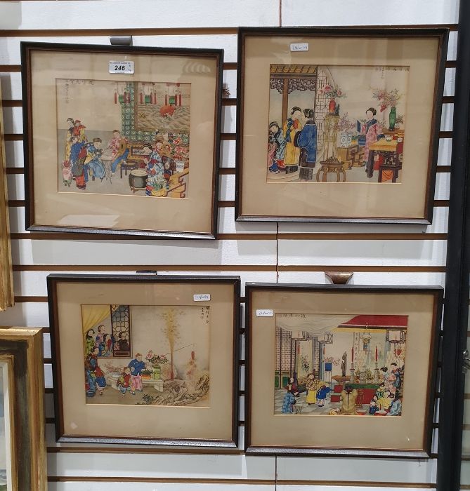 Four Oriental framed colour prints with Chinese characters, titled 'The New Year Altar Ready for the - Bild 9 aus 9