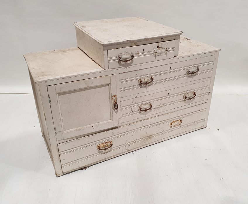 Edwardian white painted chest, the top surmounted by single drawer, the base with three drawers