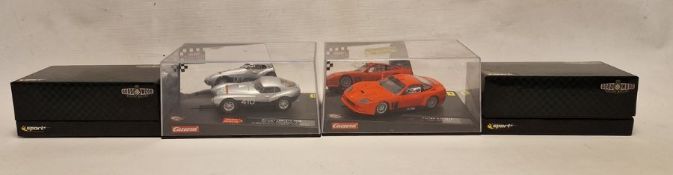 Four Scalextric and Carrera slot cars to include Scalextric Goodwood Revival Meeting Jack Brabham