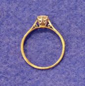 Gold, platinum and solitaire diamond ring, the claw set stone approx. 0.35ct