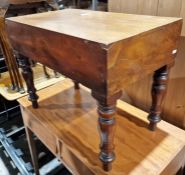 Mahogany coffee table (converted bidet), with turned supports and a mahogany and satinwood banded