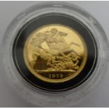 1979 gold proof sovereign in case Condition ReportSee photos for relevent paperwork/COA's included
