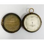 Late 19th century brass cased pocket compensated barometer by JH Steward (London), the silvered dial