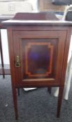 Mahogany and satinwood banded single-door pot cupboard and a two-drawer side table (2)