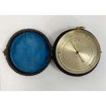 Late 19th/early 20th century G Carter cased pocket barometer, with thermometer the silvered dial