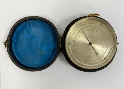 Late 19th/early 20th century G Carter cased pocket barometer, with thermometer the silvered dial