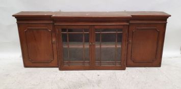 Mahogany breakfront cabinet with astragal-glazed central doors flanked by cupboard doors, 68cm x