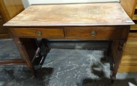 19th century mahogany two-drawer side table, the rectangular top with moulded edge above two