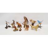 Pair of Albany Fine China Limited birds on bronze branches, one inscribed 'Nut Hatch' and the