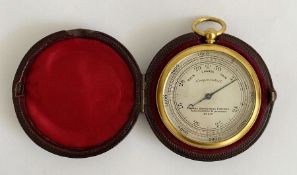 Late 19th century brass cased pocket barometer by Thompson, Armstrong & Brothers (Manchester and