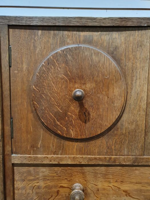 Early 20th century Heal & Son oak compactum, the wardrobe door to the left hand side above two - Image 12 of 40