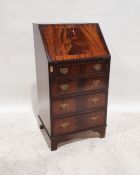 Late 20th century mahogany narrow bureau on four graduated drawers, bracket feet, approx. 100cm x