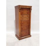 Victorian walnut Wellington chest, the rectangular top above seven graduated drawers, to plinth