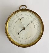 Late 19th/early 20th century brass cased Naudet holosteric aneroid barometer, with silvered dial