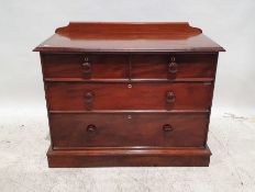 Late 19th/early 20th century mahogany chest of two short over two long drawers, to plinth base, 85.