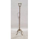 20th century brass standard lamp on quadruped base