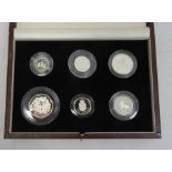 Silver proof six coin collection from 5p to £2 in case, small collection of mixed white metal