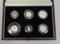 Silver proof six coin collection from 5p to £2 in case, small collection of mixed white metal