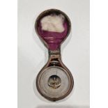 Late 19th century French chrome cased open faced pocket barometer by La Fontaine (Paris),  with