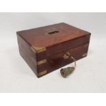 19th century gentleman's rosewood dressing box, the fitted interior with assorted glass bottles,