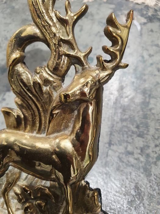 Victorian brass and iron doorstop, the body formed as a stag, on a heavy cast iron baseCondition - Image 3 of 15