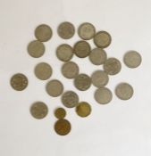 Collection of twenty half crown coins including one dated 1928, the others from 1939-1967 *** please