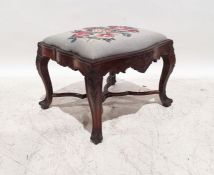 George III-style rosewood-framed stool with needlework upholstered lift-out seat, with serpentine