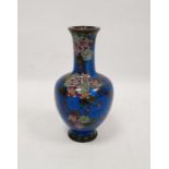 Glass and gilt scent phial, an Oriental blue cloisonné baluster vase, blue ground, floral