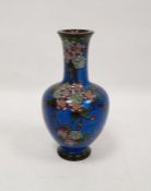 Glass and gilt scent phial, an Oriental blue cloisonné baluster vase, blue ground, floral