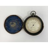 Late 19th century silver-plated compensated pocket barometer by James Pitkin (London), with silvered