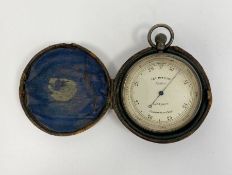 Late 19th century silver-plated compensated pocket barometer by James Pitkin (London), with silvered