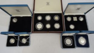 Silver proof coins in assorted cases (some incomplete cases), to include mixed dates, 5p to £2