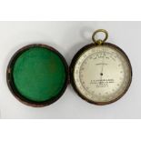 Early 20th century brass cased C G Spencer & Sons (London) compensated pocket barometer, with