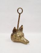 Brass doorstop modelled in the form of a fox's mask, 30cm high