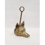 Brass doorstop modelled in the form of a fox's mask, 30cm high