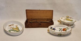 Table croquet set in wooden box together with Royal Worcester serving dish, oval fruit casserole