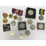 Assorted coronation crowns, medals, the France and Germany Star, the 1914-18 medal and others (1
