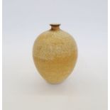 Hazel Johnston (1933 - 2011) a small studio porcelain vase with yellow speckled glaze, impressed
